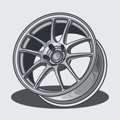 Car wheel illustration for conceptual design. Separated layers, easy to edit or change the colors in your vector supported software.