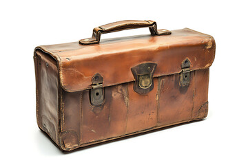 Vintage leather briefcase with metal clasps and handle