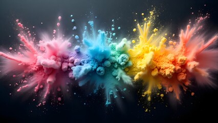 Fototapeta premium Pastel Rainbow Chalk and Powder on Black Background