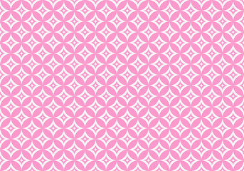 Seamless pink and white geometric pattern featuring repeating star shapes. A cute, simple abstract vector background suitable for design and decoration.