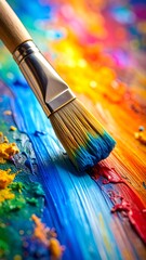 Vibrant Paintbrush Stroke Colorful Canvas