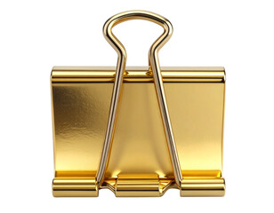  Gold Metal Binder Clip Isolated on White Background  PNG