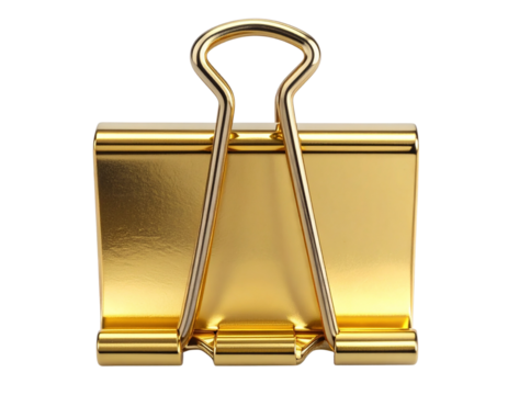  Gold Metal Binder Clip Isolated on White Background  PNG