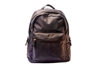  black backpack with front pocket  isolated on white background PNG, AI GENERATED