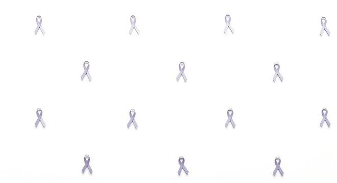 Awareness ribbons patterned across a white background symbolizing support and solidarity for various causes and charities like alzheimer's