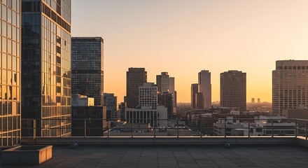 Obraz premium Golden Hour Skyline View from Rooftop