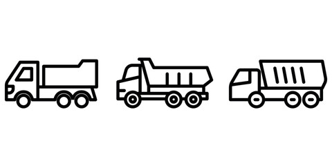 dump-truck outline or line icon design bundle.
