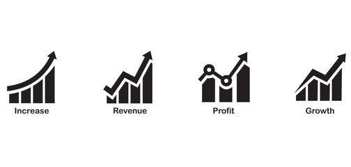 Concept of Revenue icon, modern flat thin line design vector illustration, for graphic and web design, Growth Icon, Profit icon , graph