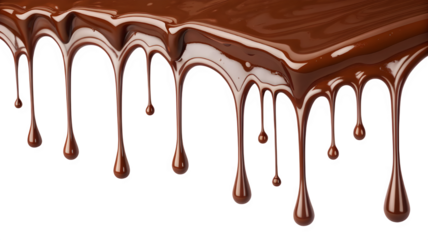 Brown chocolate melting and dripping on a white background, featuring a clipping path 3D illustration