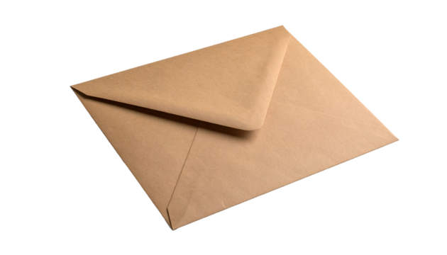 Close up of Brown Envelope Isolated on Transparent Background