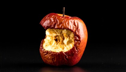 A bitten, withered apple