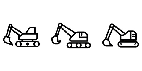 excavator outline or line icon design bundle.