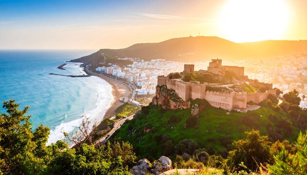 Kasbah of the Udayas at sunset with sea views in Rabat Morocco Africa