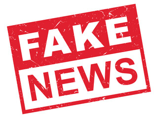 Fake News stamp, Rectangle vintage red Grunge sign rubber label. For your News website to update, Flat design vector icon isolate on white background
