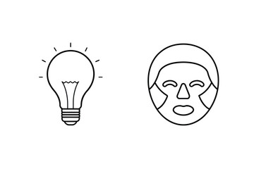 Illuminated idea and facial mask light bulb inspiration