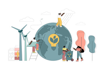 Earth Day, solving environmental problems, recycling waste, saving the planet, using alternative...