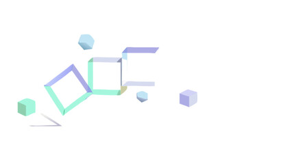 Pastel geometric shapes design with cubes squares and abstract forms for modern art and background visuals