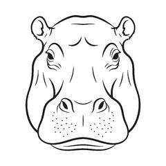 Bulky Hippo Body Anatomy Sketch - Hippo vector - Hippo Line art - Hippo Drawing - Vector Lineart of Hippo - Hippo icon - drawing of hippo

