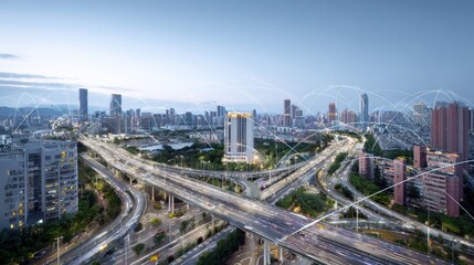 Obraz premium Futuristic Control Center of Digital City