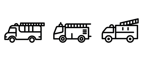 fire-truck outline or line icon design bundle.