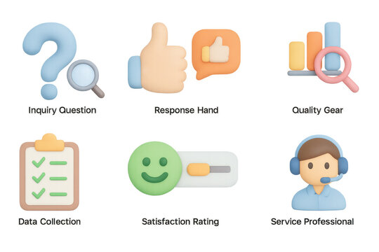 Colorful 3d hand and smile emoji icons for business and communication
