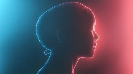 Neon profile of a head