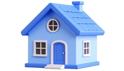 A light blue cartoon house