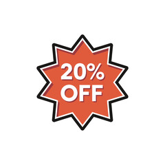 Starburst 20 Percent Off Sale Badge – Promotional Discount Icon for Ecommerce and Advertising Design

