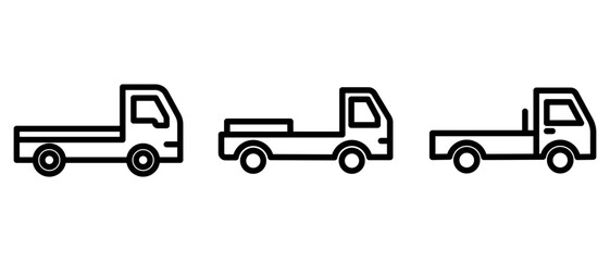 flatbed-truck outline or line icon design bundle.