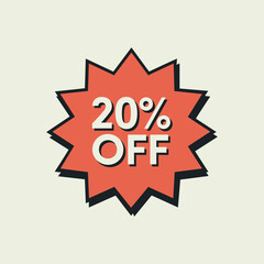 20% Off Discount Badge – Promotional Sale Icon for Marketing and Online Shopping Offers

