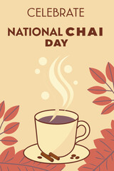 Celebrate National Chai Day poster with cup of tea 