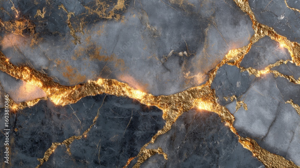 Poster abstract dark marble texture with bright gold veins creating a luxurious and elegant pattern.