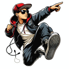 vector image of hip-hop boy 