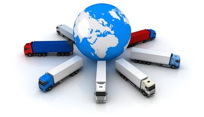 Trucks around Globe with international shipping.
