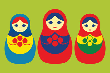 Colorful Matryoshka Dolls Vector Illustration Russian Nesting Dolls Art Bright and Cheerful Traditional Toy Design