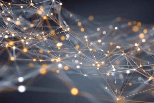 A network of interconnected nodes with glowing lights, representing the idea that each South African has multiple connections.