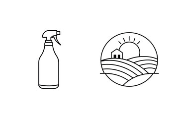 Spray bottle and rural landscape cleaning garden