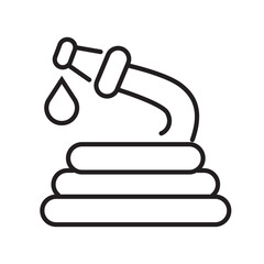Single outline icon of fire hose reel used to direct water during firefighting. Linier style. Editable stroke. Vector illustration.