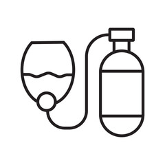 Single outline icon of breathing apparatus for fire safety and emergency rescue use. Linier style. Editable stroke. Vector illustration.