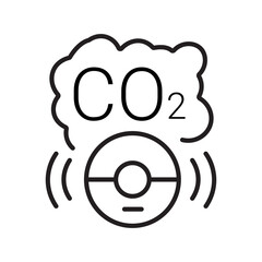 Single outline icon of CO2 detection device used for gas safety in fire environments. Linier style. Editable stroke. Vector illustration.