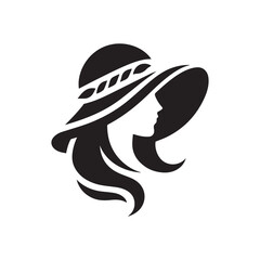 vector logo of a person wearing a hat in black and white