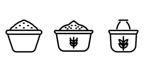 grain-basket outline or line icon design bundle.