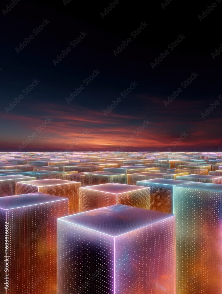 Aufkleber abstract digital art piece that appears to be a 3d rendering of a futuristic cityscape. the backgrou