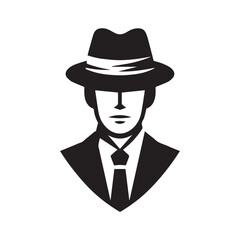 vector logo of a person wearing a hat in black and white