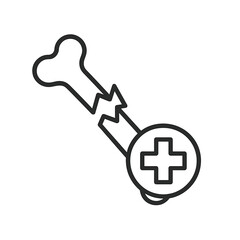 Obraz premium Broken bone icon with medical cross symbol in simple style 