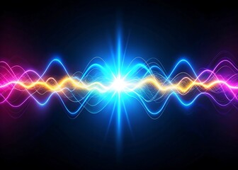 Vibrant neon energy waves pulsating with electric power
