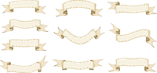 Elegant hand-drawn ribbon banner  symbol collection with vintage scroll designs beautifully crafted as vector for decorative use 