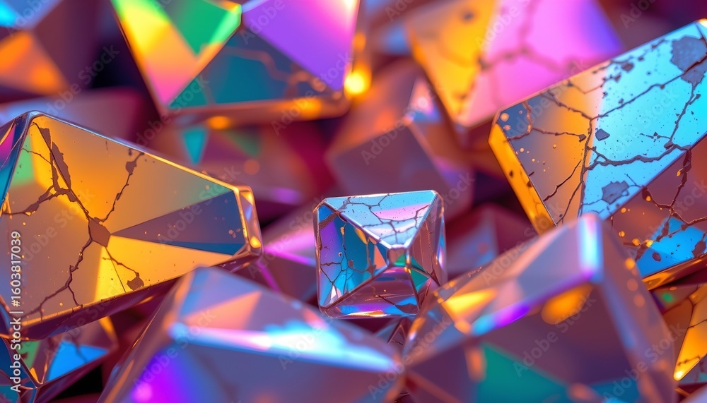 Poster iridescent crystalline structures with dynamic light play