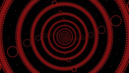 tunnel rendering seamless moving red color 4k illustration. Black background 4k illustration. 