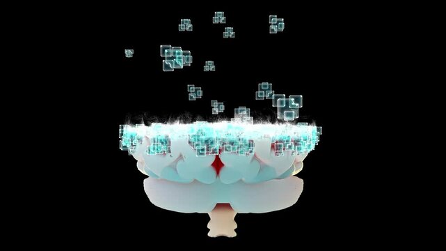 Brain Simulate being built. Animation revolves around itself, Can be used in technology background, science or medicine. 3D Render.